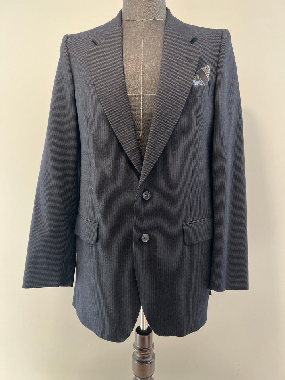 Yves Saint Laurent Suit Jacket Pure Wool 2 Button Navy Blue Size 40 JL